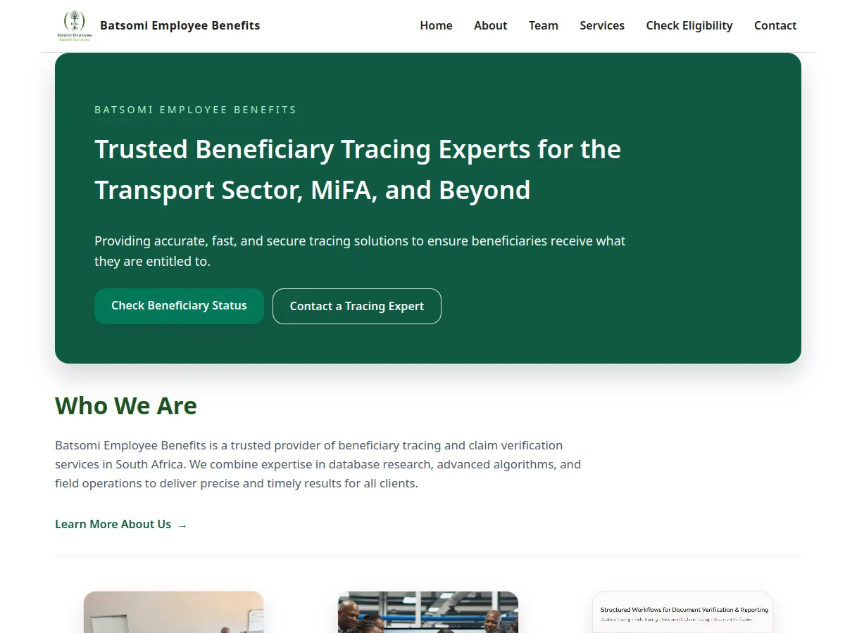 Batsomi Employee Benefits website preview