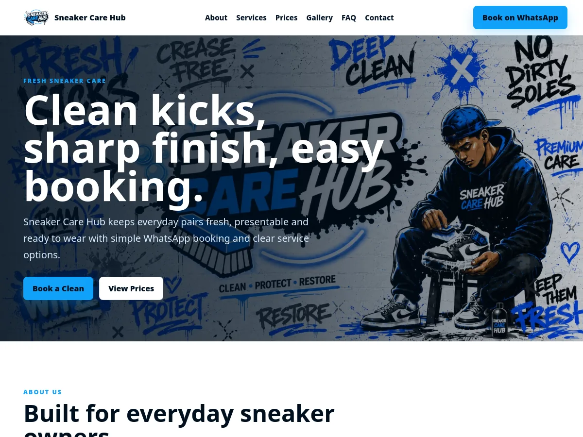 Sneaker Care Hub website